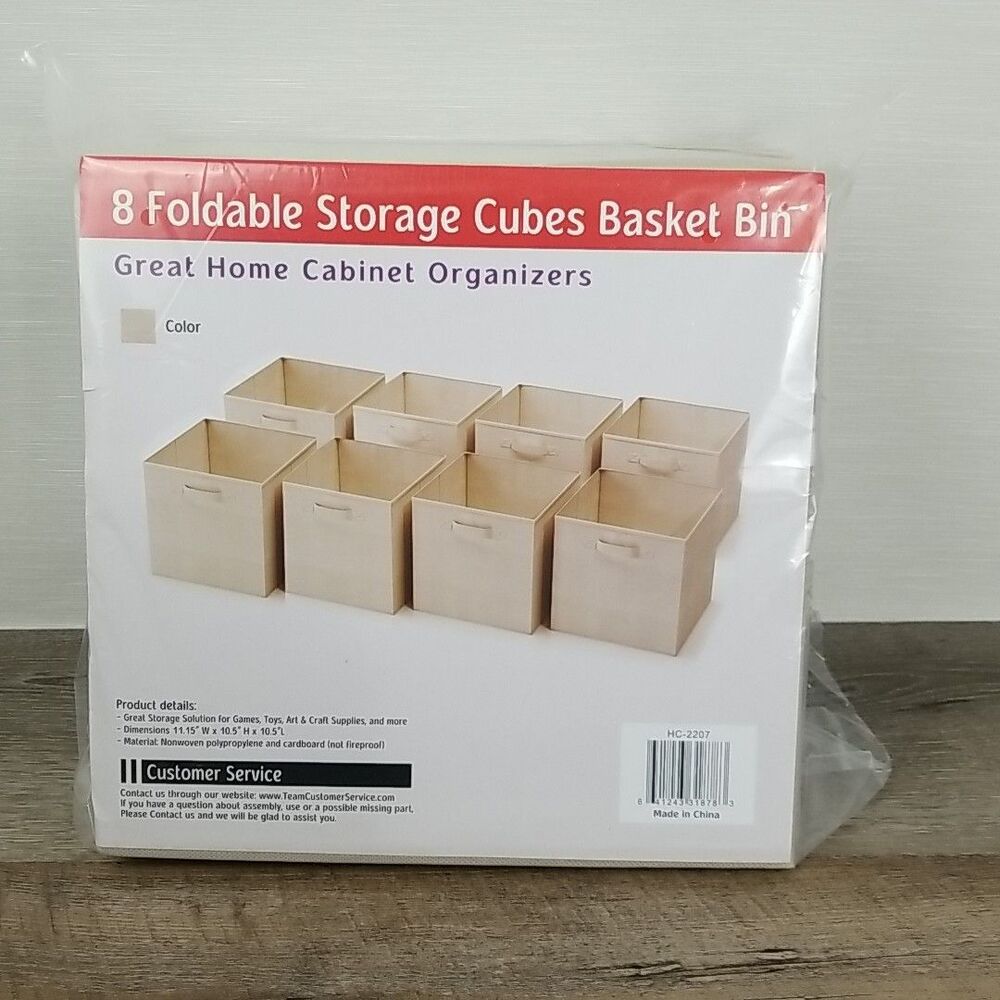 Fabric Storage Cubes - 8-Piece Collapsible Cube Storage Bin Set for Shelves -...